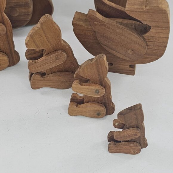 Handmade Wooden Bear Family Set With Movable Parts Articulated Duck - Picture 8 of 8